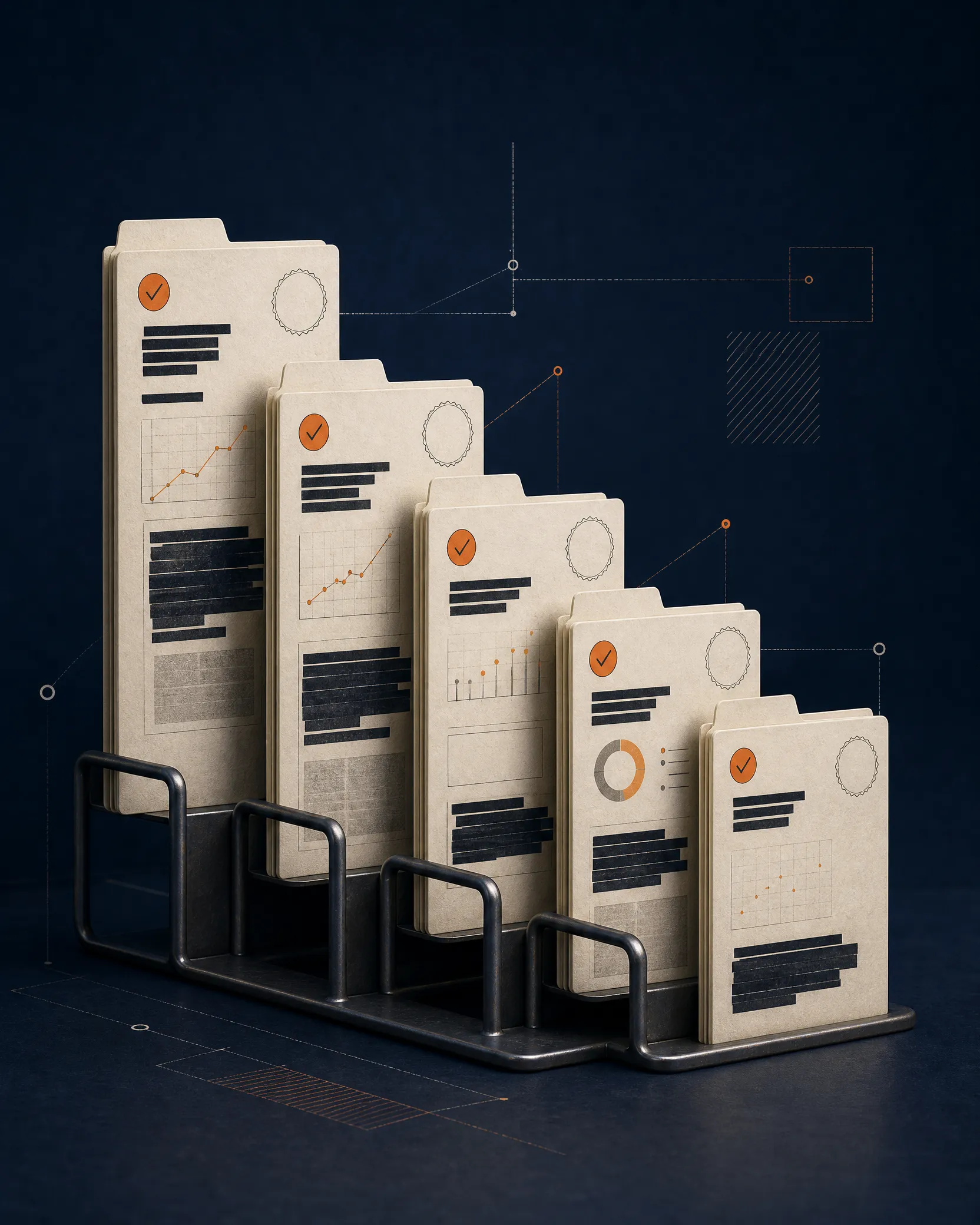 Archival folders and tabbed dividers representing a structured evidence system